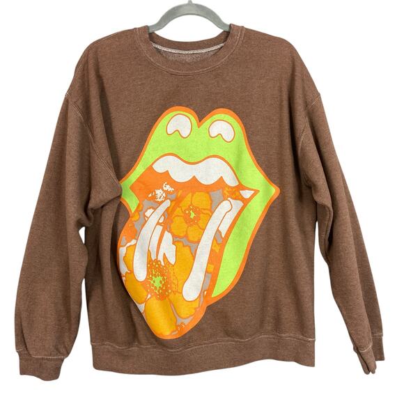 Rolling Stone  Oversized Brown Yellow Sweatshirt Size Medium - Picture 1 of 9
